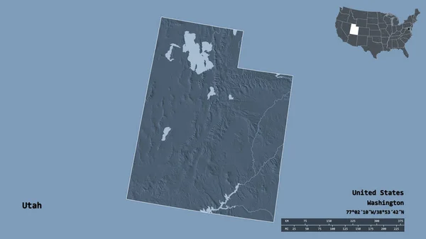 Kształt Utah Stanu Kontynentalnego Stanów Zjednoczonych Jego Kapitału Izolowane Solidnym — Zdjęcie stockowe
