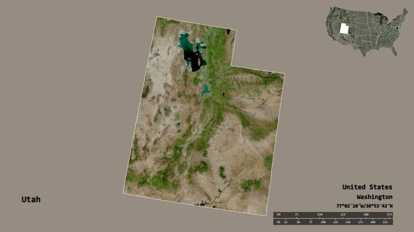 Form Utah Delstaten Usa Med Dess Huvudstad Isolerad Solid Bakgrund — Stockfoto