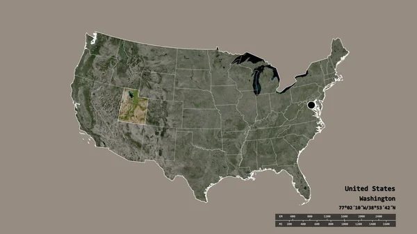 Forma Desolata Degli Stati Uniti Continentali Con Capitale Principale Divisione — Foto Stock