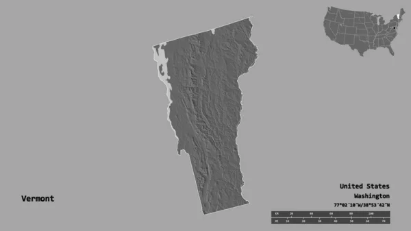 Forma Vermont Estado Continente Dos Estados Unidos Com Sua Capital — Fotografia de Stock