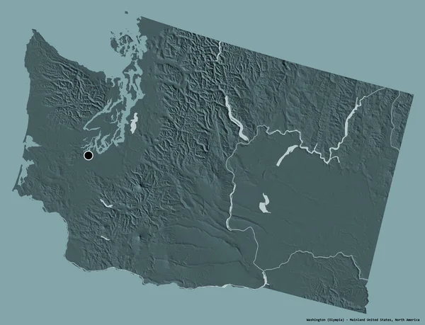 Shape Washington State Mainland United States Its Capital Isolated Solid — Stock Photo, Image