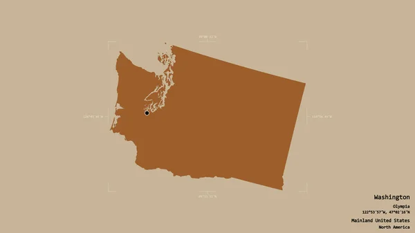 Area Washington State Mainland United States Isolated Solid Background Georeferenced — Stock Photo, Image