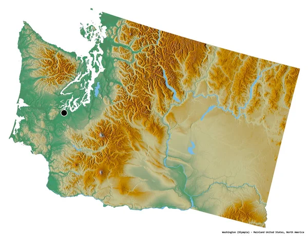 Forma Washington Estado Estados Unidos Continental Con Capital Aislada Sobre —  Fotos de Stock