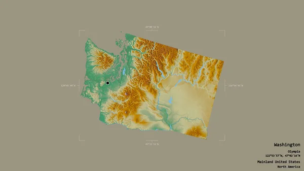 Oblast Washingtonu Stát Pevninské Spojené Státy Izolovaná Pevném Pozadí Georeferencované — Stock fotografie