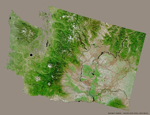 Forma Washington Estado Estados Unidos Continental Con Capital Aislada Sobre — Foto de Stock