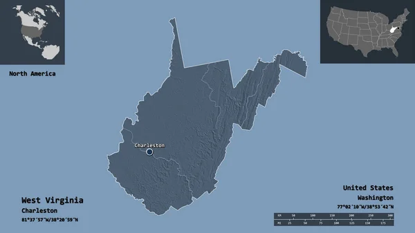 Shape West Virginia State Mainland United States Its Capital Escala —  Fotos de Stock