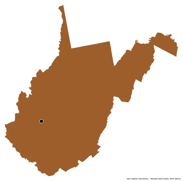 Forma Della Virginia Occidentale Stato Degli Stati Uniti Continentali Con — Foto Stock