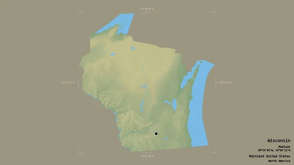 Région Wisconsin État Continent Américain Isolée Sur Fond Solide Dans — Photo