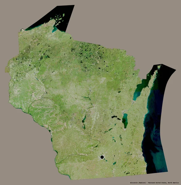 Forme Wisconsin État Continent Américain Avec Capitale Isolée Sur Fond — Photo