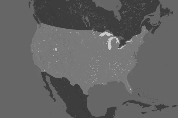 Form Fastlandet Usa Åtskilda Desaturering Angränsande Områden Höjdkarta Över Tvåplanet — Stockfoto