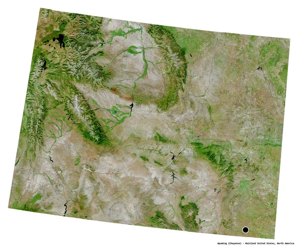 Shape Wyoming Bundesstaat Festland Der Vereinigten Staaten Mit Seiner Hauptstadt — Stockfoto