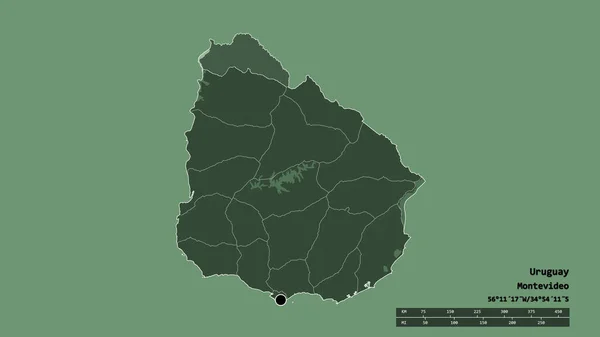 수도인 우루과이의 형태와 그리고 아르마 지역이 있었다 라벨이요 지형도 렌더링 — 스톡 사진