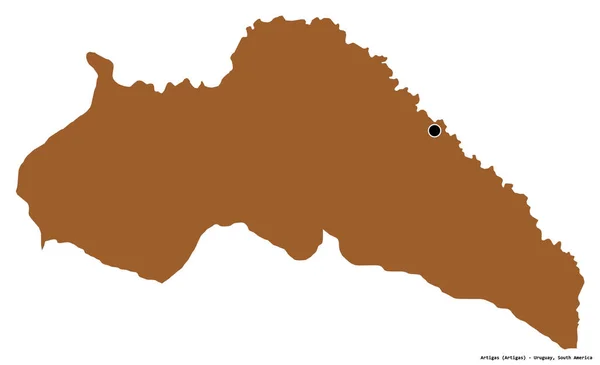 乌拉圭省的Artigas形状 其首都被白色背景隔离 图形纹理的组成 3D渲染 — 图库照片