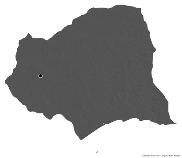 乌拉圭省卡内隆的形状 其首都被白色背景隔离 Bilevel高程图 3D渲染 — 图库照片