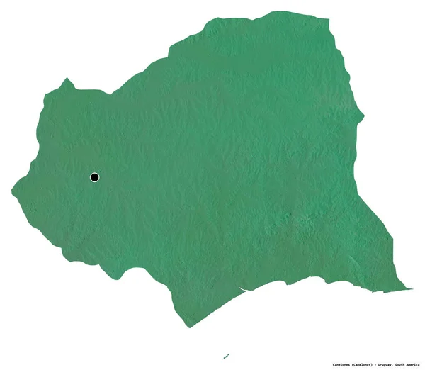 Kształt Canelones Departament Urugwaju Stolicą Odizolowaną Białym Tle Mapa Pomocy — Zdjęcie stockowe