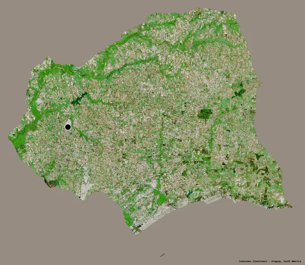 ウルグアイ県のカナロンの形で その首都はしっかりとした色の背景に隔離されています 衛星画像 3Dレンダリング — ストック写真