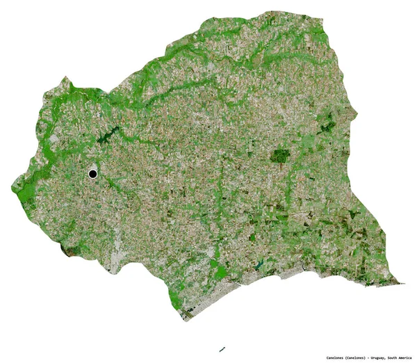乌拉圭省卡内隆的形状 其首都被白色背景隔离 卫星图像 3D渲染 — 图库照片