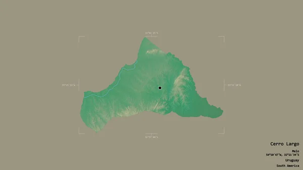 ウルグアイ省のセロ ラーゴ Cerro Largo の地域は 洗練された境界線の箱の中にしっかりとした背景に隔離されています ラベル 地形図 3Dレンダリング — ストック写真