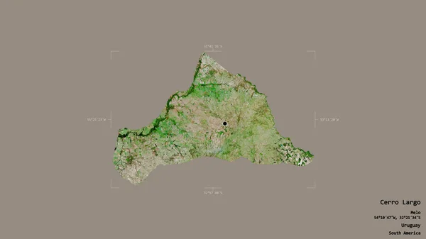 Området Cerro Largo Uruguay Isolerat Solid Bakgrund Georefererad Avgränsningsbox Etiketter — Stockfoto