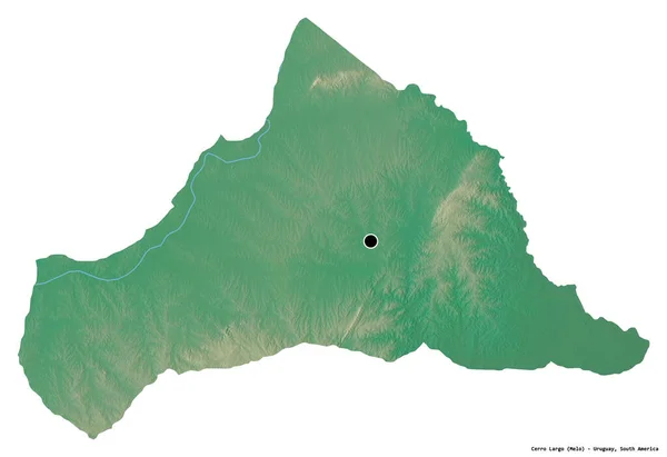 ウルグアイ県のセッロ ラーゴの形で 首都は白い背景に孤立しています 地形図 3Dレンダリング — ストック写真