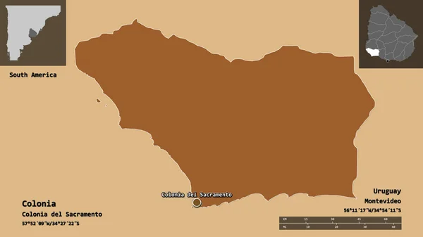 Gestalt Von Colonia Departamento Uruguay Und Seiner Hauptstadt Entfernungsskala Vorschau — Stockfoto