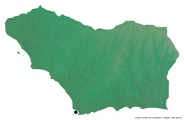 コロンビアの形 ウルグアイの部門 その首都は白い背景に隔離されました 地形図 3Dレンダリング — ストック写真