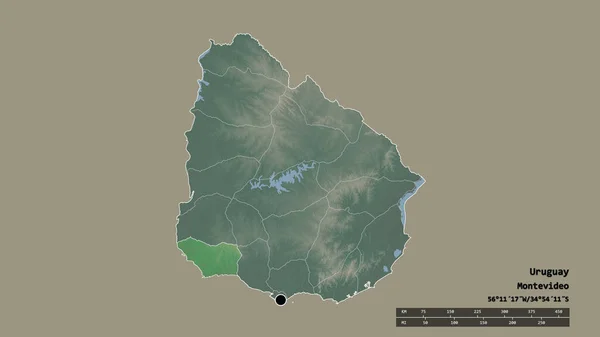 Forma Dessaturada Uruguai Com Sua Capital Principal Divisão Regional Área — Fotografia de Stock