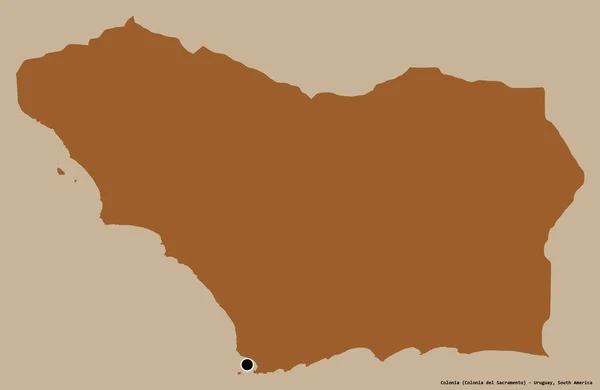 乌拉圭省科洛尼亚的形状 其首都被隔离在纯色的背景上 图形纹理的组成 3D渲染 — 图库照片