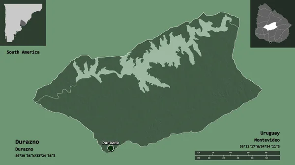 두라즈노의 우루과이의 그리고 거리의 예고편 지형도 렌더링 — 스톡 사진