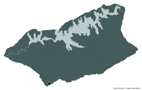 Forma Durazno Departamento Uruguay Con Capital Aislada Sobre Fondo Blanco —  Fotos de Stock