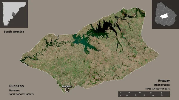 Form Von Durazno Département Uruguay Und Seiner Hauptstadt Entfernungsskala Vorschau — Stockfoto