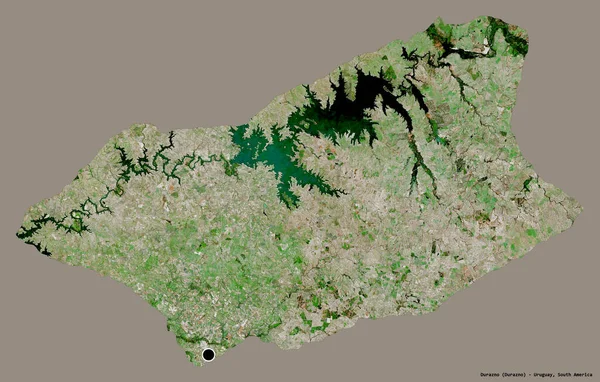 乌拉圭省杜拉兹诺的形状 其首都以纯色背景隔离 卫星图像 3D渲染 — 图库照片