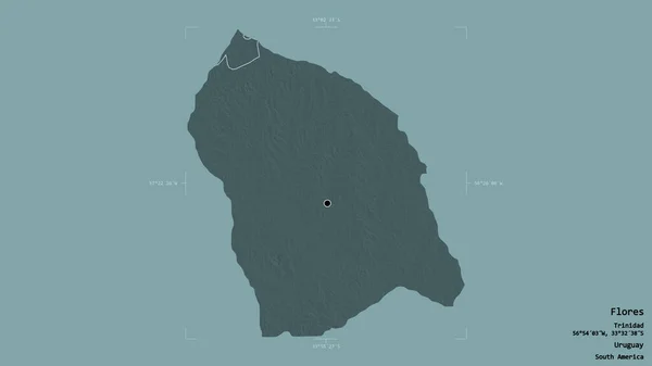 Територія Флореса Департамент Уругваю Відокремлена Твердому Тлі Геотермальній Коробці Етикетки — стокове фото