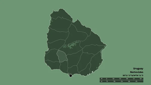 플로레스 지역과 우루과이의 라벨이요 지형도 렌더링 — 스톡 사진