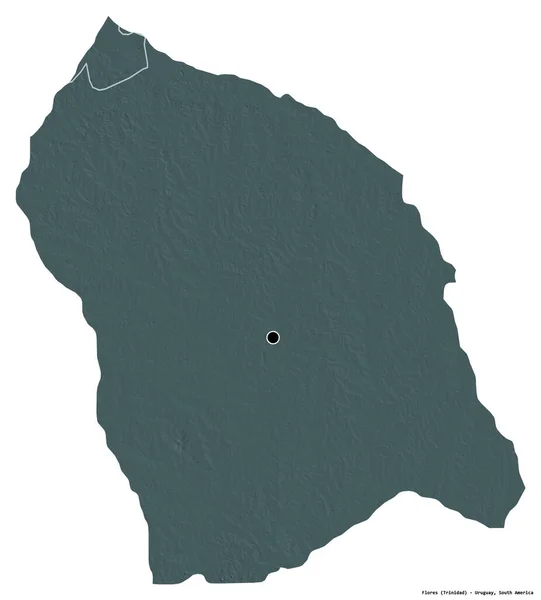 Kształt Flores Departament Urugwaju Stolicą Odizolowaną Białym Tle Kolorowa Mapa — Zdjęcie stockowe