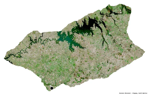 Tvar Durazna Oddělení Uruguaye Hlavním Městem Izolovaným Bílém Pozadí Satelitní — Stock fotografie