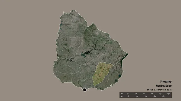 主要な地域部門と分離ラバレヤ地域とウルグアイの荒廃した形 ラベル 衛星画像 3Dレンダリング — ストック写真