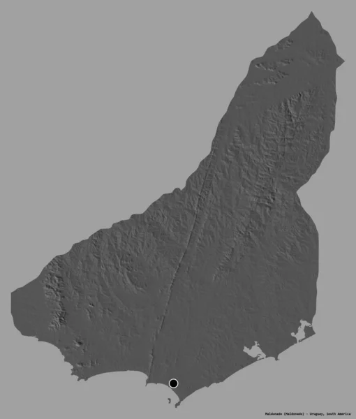 乌拉圭省马尔多纳多的形状 其首都以纯色背景隔离 Bilevel高程图 3D渲染 — 图库照片