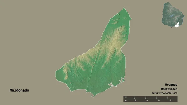 Forma Maldonado Departamento Uruguay Con Capital Aislada Sobre Fondo Sólido — Foto de Stock