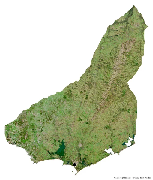 乌拉圭省马尔多纳多的形状 其首都被白色背景隔离 卫星图像 3D渲染 — 图库照片