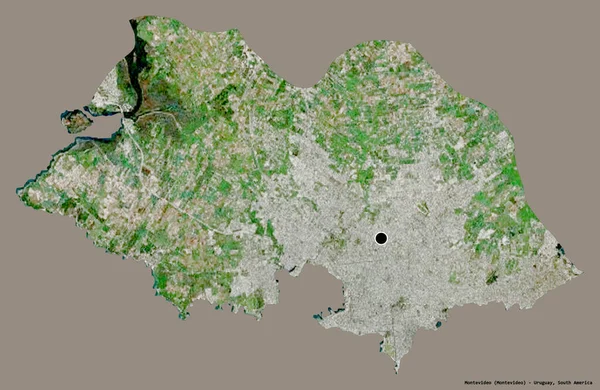 ウルグアイの省であるモンテビデオの形は その首都はしっかりとした色の背景に隔離されています 衛星画像 3Dレンダリング — ストック写真