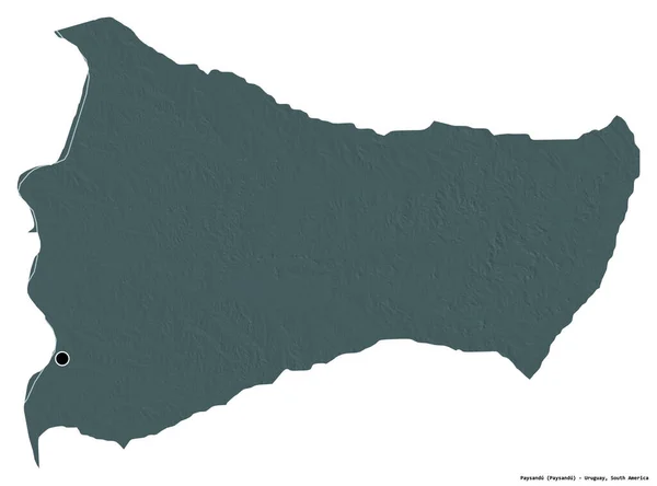 Shape Paysandu Department Uruguay Its Capital Isolated White Background Colored — Stock Photo, Image