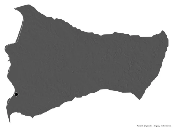 Tvar Paysandu Departement Uruguay Hlavním Městem Izolovaným Bílém Pozadí Mapa — Stock fotografie