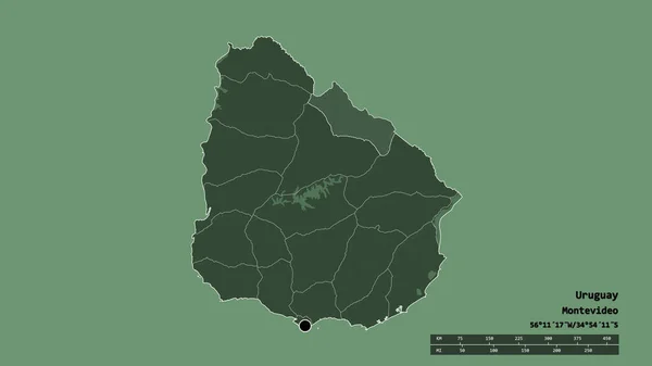 수도인 우루과이의 형태와 그리고 리베라 지역이었다 라벨이요 지형도 렌더링 — 스톡 사진