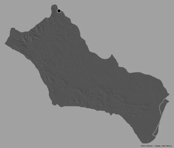 ウルグアイ省のリベラの形は その首都がしっかりとした色の背景に隔離されています 標高マップ 3Dレンダリング — ストック写真