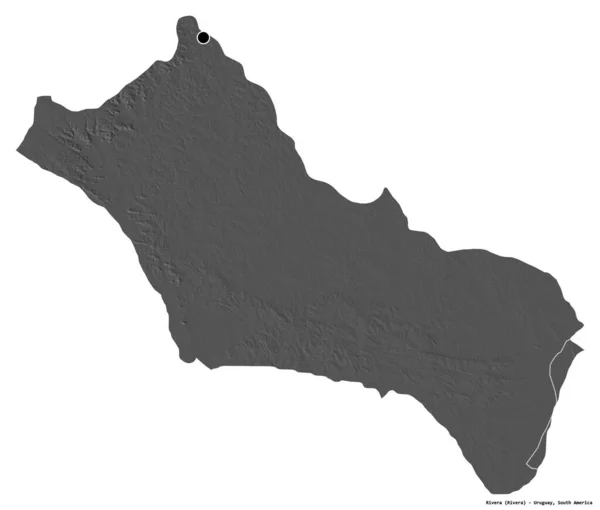 Tvar Rivera Departement Uruguay Hlavním Městem Izolovaným Bílém Pozadí Mapa — Stock fotografie