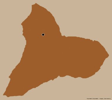 Tacuarembo 'nun şekli, Uruguay departmanı, başkenti katı renk arkaplanı ile izole edilmiş. Desenli dokuların bileşimi. 3B görüntüleme