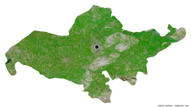 Özbekistan 'ın başkenti Andijon' un beyaz arka planda izole edilmiş hali. Uydu görüntüleri. 3B görüntüleme