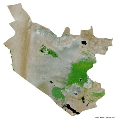 Özbekistan 'ın Bukhoro bölgesi, başkenti beyaz arka planda izole edilmiş. Uydu görüntüleri. 3B görüntüleme