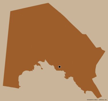 Özbekistan 'ın otonom bölgesi Karakalpakistan' ın şekli, başkenti katı bir renk arkaplanı ile izole edilmiş. Desenli dokuların bileşimi. 3B görüntüleme